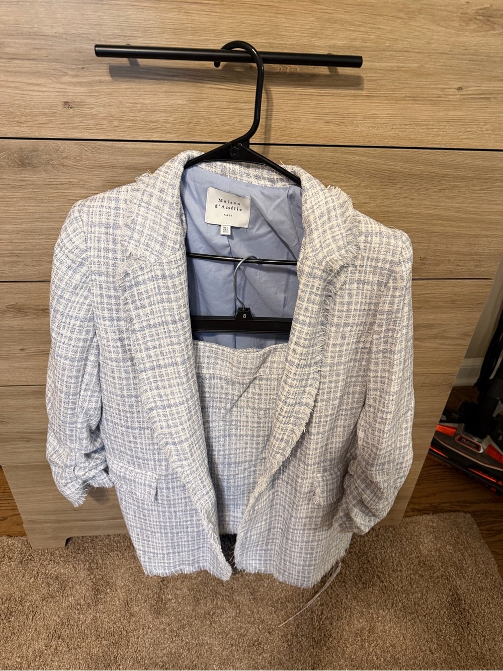 Maison d'Allure Light Blue Tweed Jacket and Skirt Set